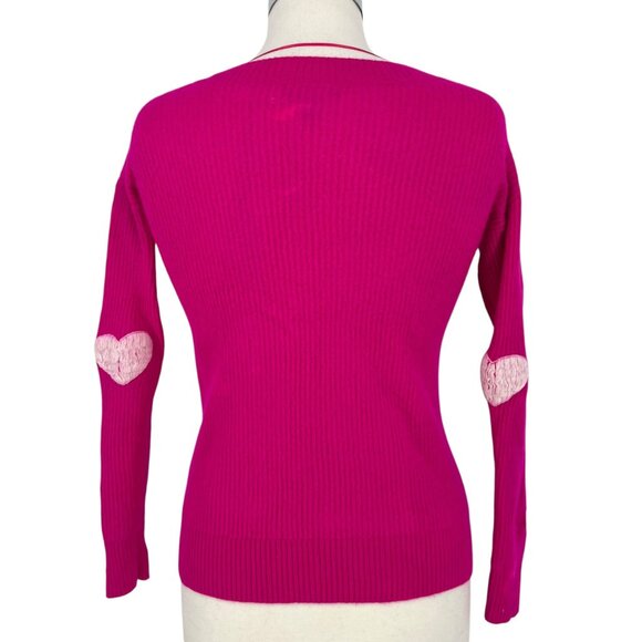 Charter Club Cashmere Heart Patch V-Neck Sweater Pink Size Small - Picture 6 of 10